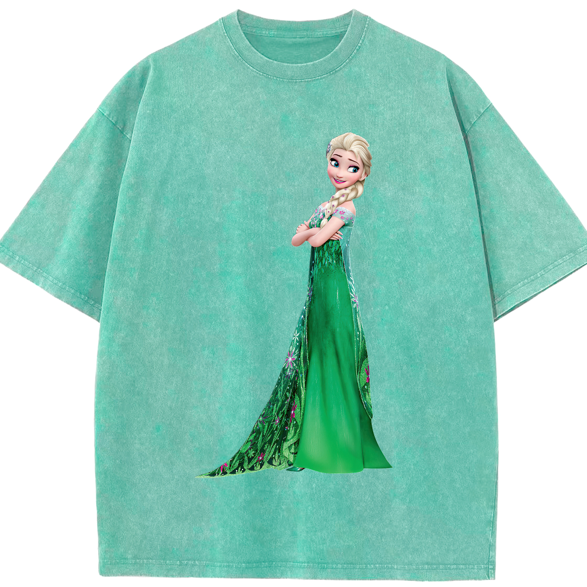 （画像用） アナと雪の女王 アンナ エルサ Frozen Anna Elsa 綿100% ヴィンテージ風 半袖Tシャツ（フロントプリント）
